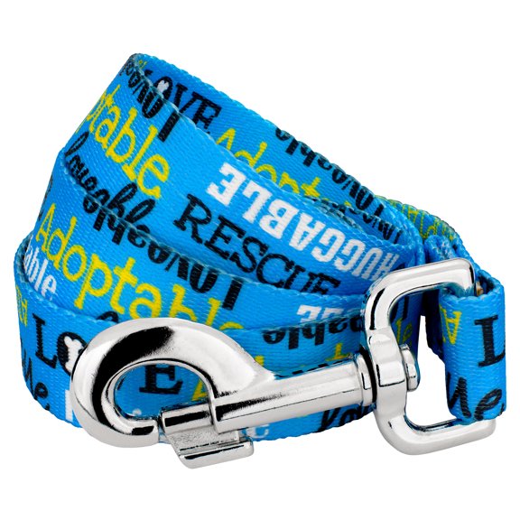 Country Brook Petz - Blue Loveable Rescue Dog Leash - Rescued with Love (4 Foot, 1 Inch Wide)