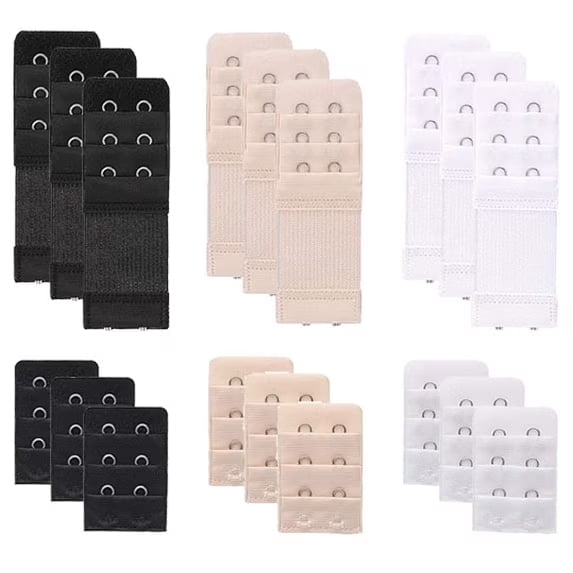 18 Pieces Women's Soft Comfortable Elastic Bra Extenders Bra Extension Strap 2 Hook 3 Row Lady's Bra Extender Bra Band (Multicolors NoElastic)