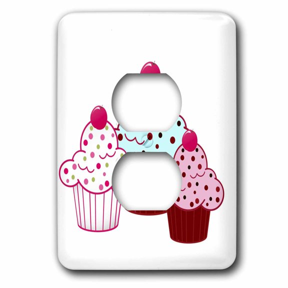 3dRose, Trio of Cupcakes, 2 plug outlet cover