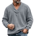 thumbnail image 3 of Sweaters Zaewscy Men's V‑Neck Cable Knit Sweater Long Sleeve Loose Casual Pullover Jumper Gray XL, 3 of 9
