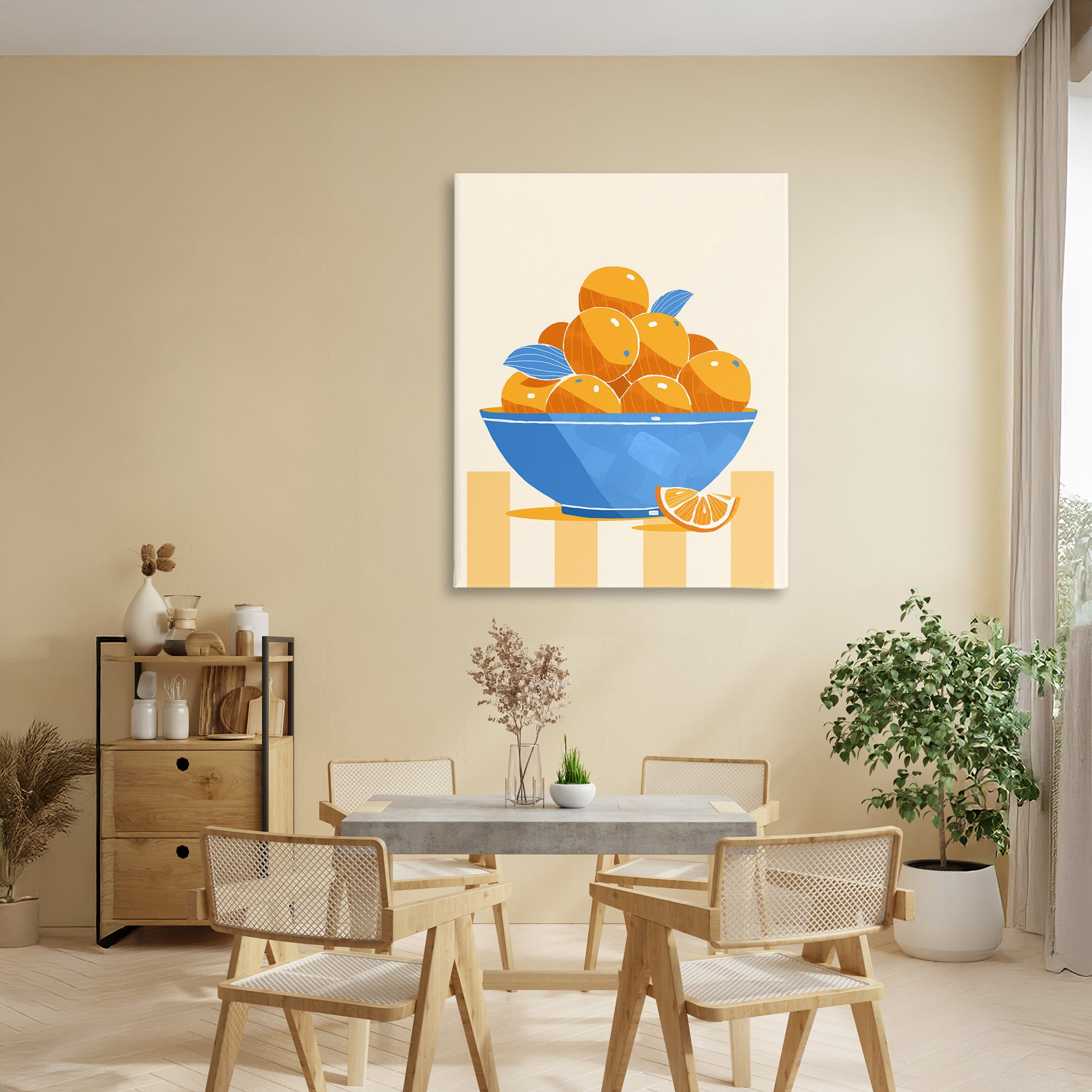 Stupell Industries Orange Citrus Bowl Striped Canvas Wall Art, design by Lucca Sheppard