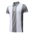 thumbnail image 4 of HBFAGFB Half Zip Pullover Men Casual Lapel Short Sleeves Color Block Tops Work Shirts Grey Size S, 4 of 5