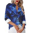 thumbnail image 6 of Women's Button-Up Shirts Fashion Floral Print Dressy Blouses Casual Turndown Collar Shirt Long Sleeve Loose Work Tops Spring Summer Outdoor,Beach,Vacation Top 09#Multicolor 3XL, 6 of 6