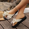 thumbnail image 4 of BADHUB Women's Flower Casual Flip Flops Boho Open Toe Slip On Bowknot Flat Dressy Sandals Beach Vacation Slippers Beige 40, 4 of 6