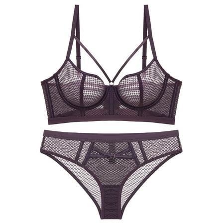 Large Chest and Small Ultra-Thin Sexy Lace Lingerie Comfortable Breathable Breast Holding Push up Anti-SAG Bra Set