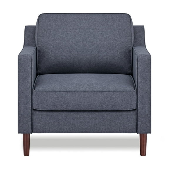 A&D Home Sedona Dark Gray Faux Linen Modern Accent Chair, Upholstered Contemporary Lounge Armchair