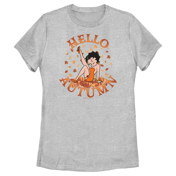 Women's Betty Boop Hello Autumn Graphic Tee Athletic Heather Large