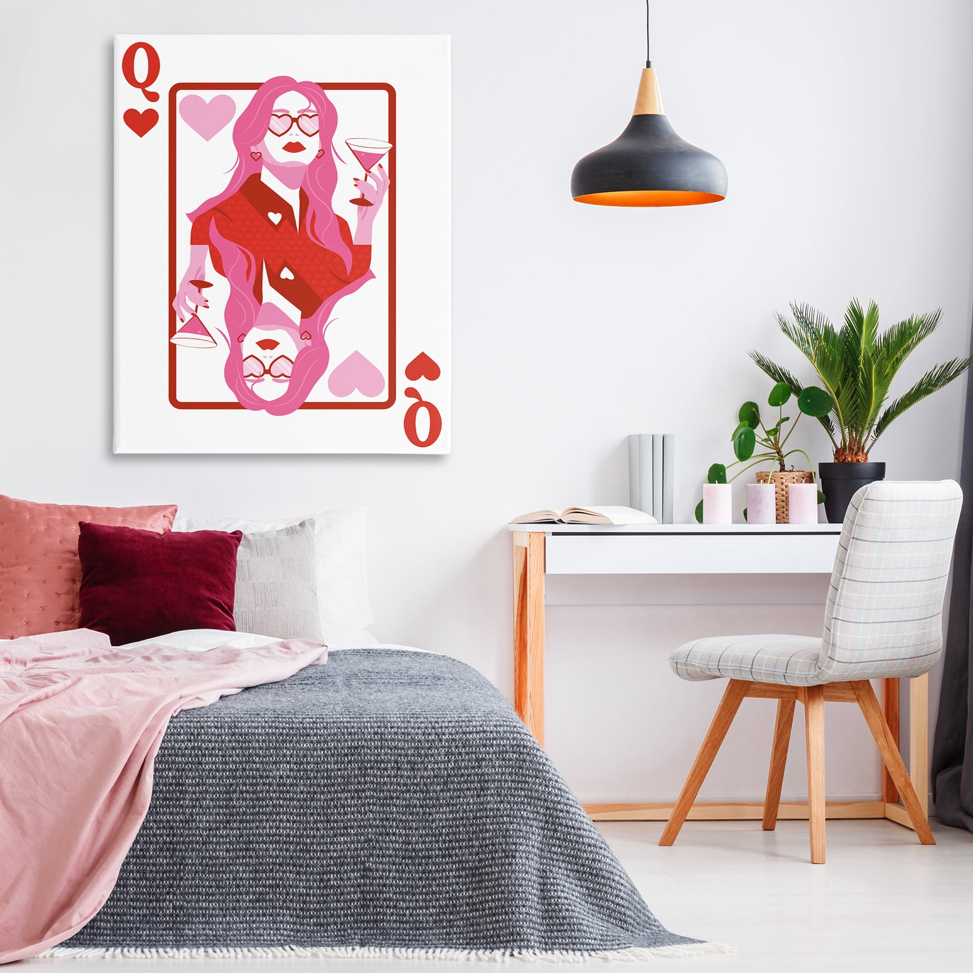 Stupell Industries Queen of Hearts Girl Entertainment Painting Wrapped Canvas Art Print Wall Art, 36 x 48