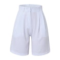 thumbnail image 4 of TRUBKH shorts for women bermuda shorts for women womens shorts with pockets long shorts for women lounge shorts women Women Casual Multicolor Suit Shorts Zipper Pocket Cropped Shorts White L, 4 of 4