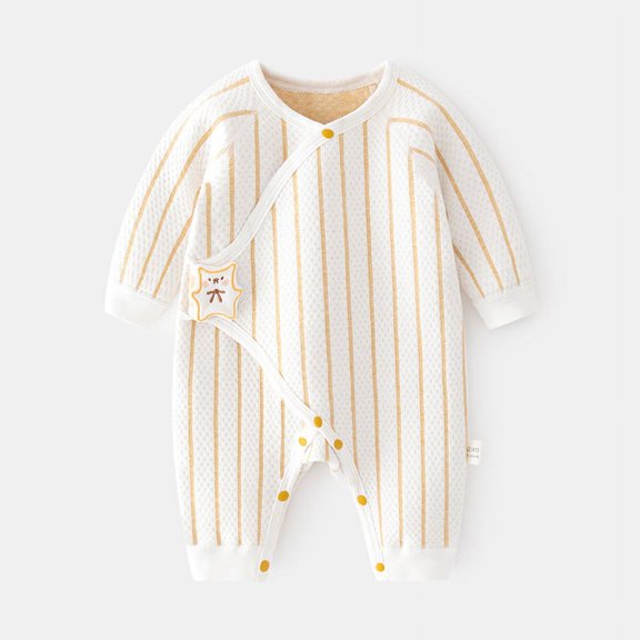 Yidarton Newborn Baby Warm Jumpsuit Baby Vertical Air Layer Thickened Climbing Suit Newborn Kungfu Boneless Ha Clothes Yellow