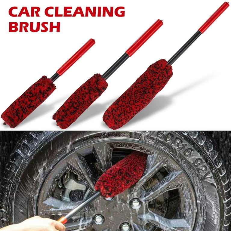 9" Tire Cleaning Brush Nylon Bristle with Handle For Auto