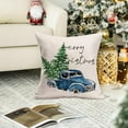 thumbnail image 3 of Merry Christmas Throw Pillow Covers 16x16 Inch Blue Truck with Green Pine Tree Winter Farmhouse Christmas Decorations Pillow Cases Holiday Seasonal Cushion Cover for Home Sofa Couch, 3 of 5