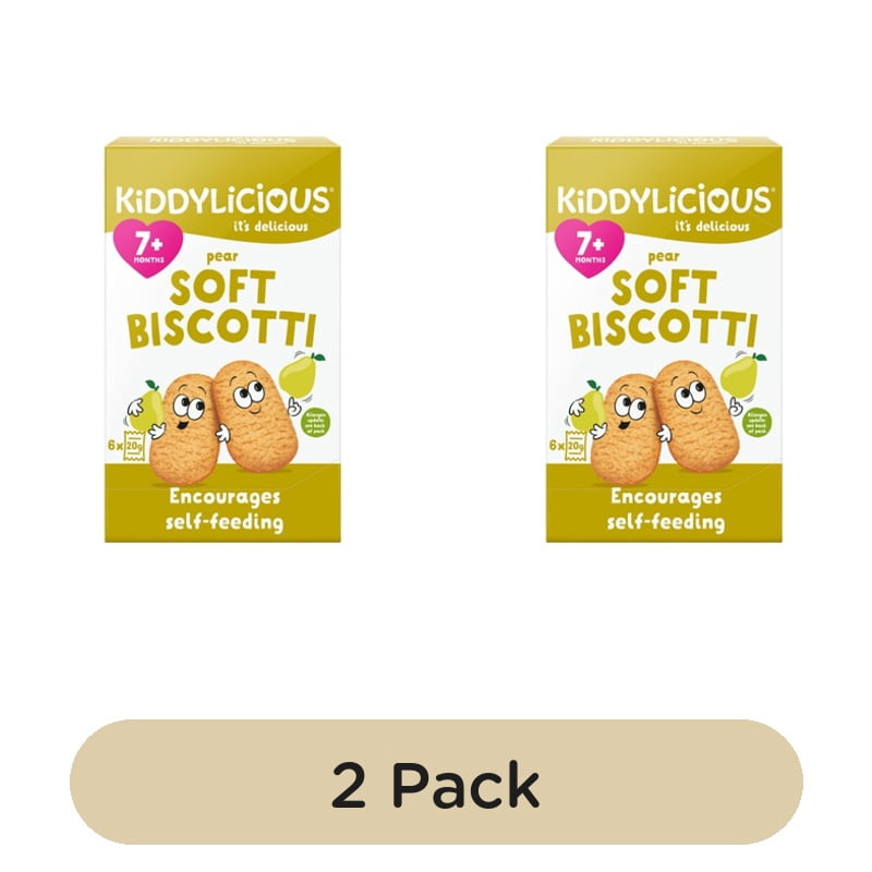 Kiddylicious Pear Soft Biscotti Baby Snacks Multi 6 x 20g, British Import (Pack of 2)
