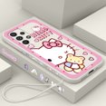 thumbnail image 1 of Sanrio Hello Kitty Cartoon Liquid Left Rope For Samsung Note 20 10 A54 A31 A14 A03 A22 A34 A04 A24 Ultra Plus 5G TPU Phone Case Gift Festivals, 1 of 7