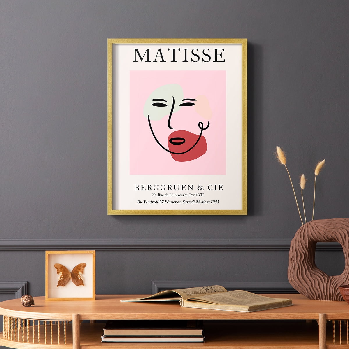 Matisse CDXCV in Gold Solid Wood Framed Print No Nail Hanging