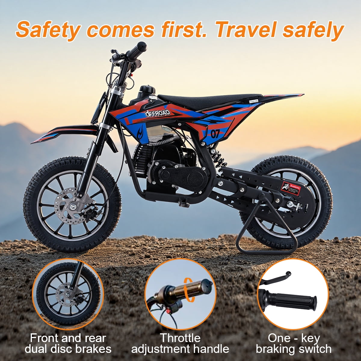 SAY YEAH Dirt Bike,50CC Gas Powered Off Road Dirt Bike for Kids 8-13,Weight Support Up to 200 LBS,25MPH Top Speed,Multicolor Red