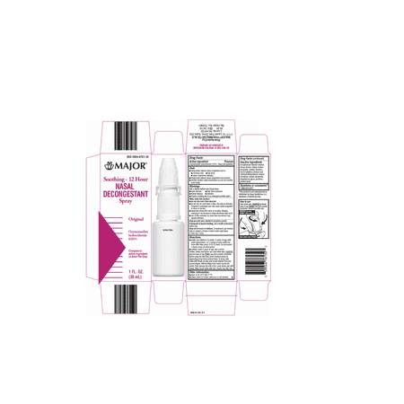 Major 12-Hour Nasal Decongestant Spray, OTC Medicine for Nasal Congestion 1 oz 6-Pack