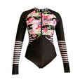 thumbnail image 1 of MKLEKYY Trajes De Baños Women Long Sleeve Floral Printed Zip Front Swimsuit Surfing Swimwear Bathing Suit, 1 of 6