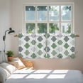 thumbnail image 3 of Green Geometric Tier Curtains 36 Inch Length, Vintage Moroccan Rhombic Bohemia Gray Cafe Short Curtains for Bathroom Over Sink, Small Kitchen Curtain Light Filtering Drapes 2 Panels 27.5"Wx36"L, 3 of 8