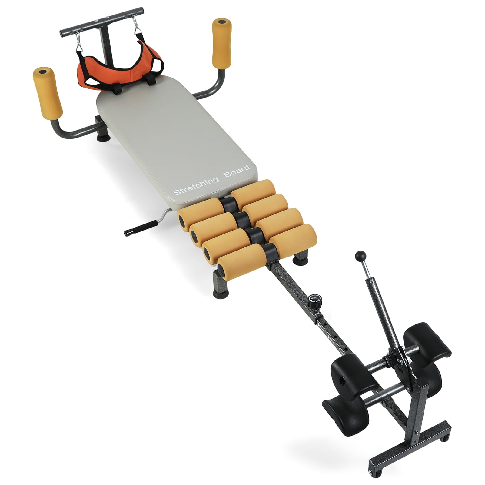 Lumbar Decompression & Cervical Traction Table - Adjustable Length Back Stretch Bench with Foam Rollers, 330lb Weight Capacity for Spinal Relief