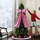 thumbnail image 3 of Adornos navideños, adorno navideño, lazo rojo extragrande de 117 cm para árbol de Navidad, lazo de satén rojo con serpentinas largas para decoración navideña del hogar, colgante rojo de 120 cm, 3 of 6