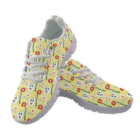 

Summer Light Lace Up Sport Running Ladies Shoes For Women 2023 Sneakers Woman Casual Shoes Cartoon Teeth Print Mesh Womens Flats