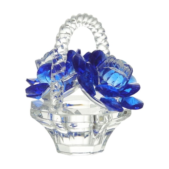 Blue Glass Crystal Rose Basket Decoration For Valentine'S Day Home Office Tabletop Decor