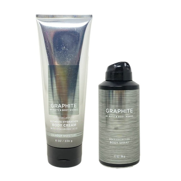Bath and Body Works Men's Collection Graphite Duo Gift Set - Body Cream and Body Spray - Full Size