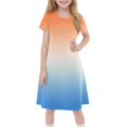 thumbnail image 3 of Teen Girls Dresses Short Sleeve Gradient Dress Casual Summer A-Line Sundress for Kids Soft & Breathable Fabric Ages 4-12 ,Sie:150, 3 of 7