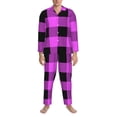 thumbnail image 3 of Hirioo Purple Black Buffalo Plaid for Men's Pajama Sets 2 Piece Pjs Men's Long-Sleeved Pajama Set Button Down Sleepwear,S-XXL-XX-Large, 3 of 7