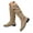 Khaki, variant on Women's Knee High Boots Square Toe Stretchy Slouchy Booties Low Block Heel Wedding Party Shoes