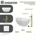 thumbnail image 4 of Kingston Brass KRTRS5732137AL 57" Solid Surface Oval Double Slipper Freestanding Tub with Faucet Combo and Drain, Brushed Brass, 4 of 6