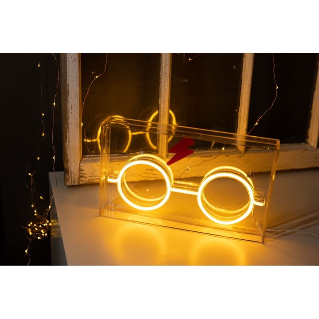 Caja de luces de neón plateada Buffalo Harry Potter USB 12 x 7 pulgadas