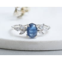 Delicate Kyanite Ring - 925 Streling Silver Ring - Kyanite with Blue Topaz Gemstone Jewelry Ring - Party Wear Ring Gift Her