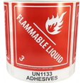 thumbnail image 1 of UN1133 Adhesives Hazardous Flammable Liquid Class 3 Shipping Red Labels | 4 x 4.75" inches - 500 Pack, 1 of 3