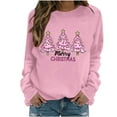 thumbnail image 6 of QIUOMBBP Christmas Sweatshirts for Women Xmas Tree Print Long Sleeve Shirts Casual Round Neck Pullover Tops, Pink, XL, 6 of 7