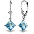 thumbnail image 3 of Galaxy Gold 14k White Gold Dangle Earrings with Square-shaped Blue Topaz, 3 of 4