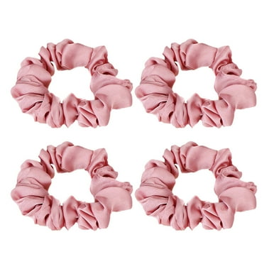 4 Pcs Hair Ribbons Satin Headbands Scrunchies Ties Ring for Thick Pink Silk Miss
