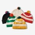 thumbnail image 4 of OwnShow Unisex Cute Striped Beanie Cuffed Winter Knit Hat with Pom Pom, 4 of 8