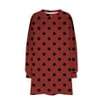 thumbnail image 4 of CLOISE Sweatshirt Womens Polka Dots Oversized Sweatshirts Round Neck Long Sleeve Hoodies Shirts Red Drop Shoulder Tees Fall Fashion Y2k Clothes M, 4 of 5