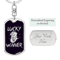 thumbnail image 2 of Lucky Winner Gambler Stainless Steel or 18k Gold Premium Swivel Dog Tag Keychain, 2 of 8