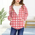 thumbnail image 4 of SERTG Boys and Girls Checkered Hooded Jacket Zip Front Long Sleeve Sporty Casual Outerwear Top for Children 4-12 Years(Red,7 Years), 4 of 8