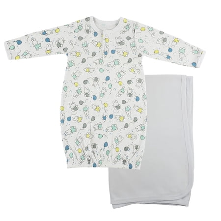 Bambini Print Infant Gown and Recieving Blanket