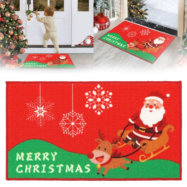 Home Textile Carpet Clearance Christmas Door Mats 60X40Cm Non Slip Dirt Trapper Door Mat Santa Welcome Christmas Mat Washable And Low Profile Winter Doormat Snowflake Door Mat Rugs For Front Back Doo