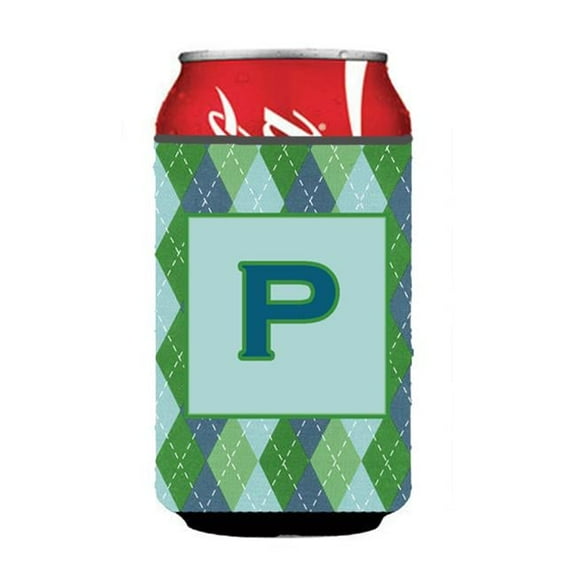 Letter P Initial Monogram - Blue Argoyle Can or Bottle  Hugger