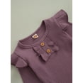 thumbnail image 5 of Qiylii Baby Girls Outfits Ribbed Fly Sleeve Bodysuit+Flower Trousers + Headband, 5 of 8
