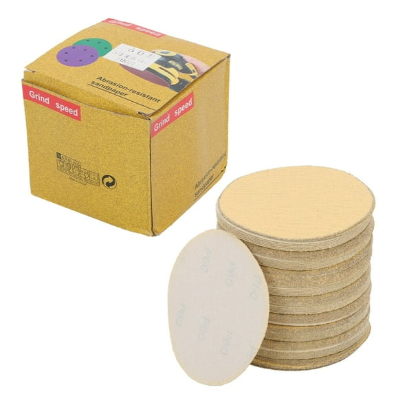 findmall 100Pcs 5" Sanding Disc NO-Hole Hook & Loop Sanding Discs Grit 60-320 Sand Paper