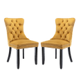 thumbnail image 5 of Hassch Velvet Upholstered Chairs Set of 2, Modern Dining Chair with Wood Legs, Side Chair for Kitchen, Living Room, Gold & Black, 5 of 10