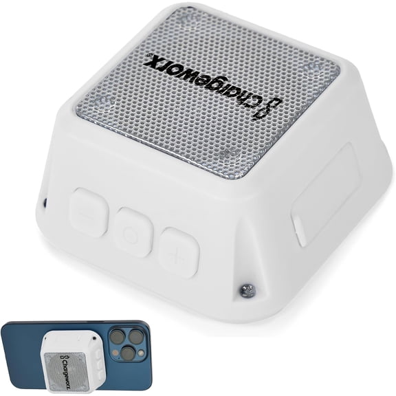 CHARGEWORX Magnetic Bluetooth Speaker and Phone Stand, Portable Mini Speaker, USB-C Rechargeable Wireless Device for High-Fidelity Audio, Compatible with MagSafe iPhone 16/15/14/13/12 Case, White