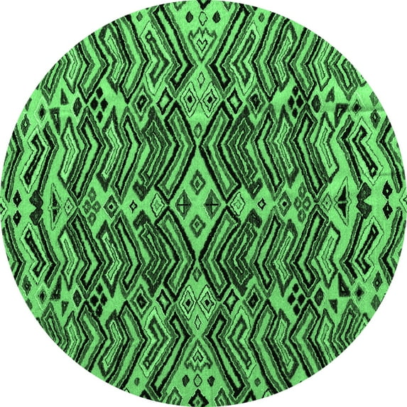 Ahgly Company Indoor Round Abstract Emerald Green Modern Area Rugs, 7' Round